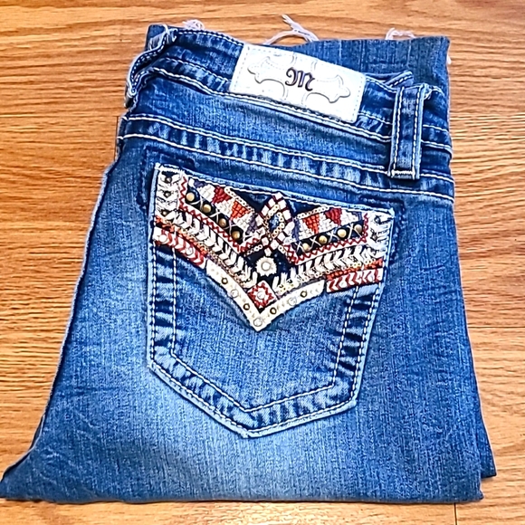 MISS ME JEANS WOMENS, GIRLS 30x27 BOOTCUT DISTRESSED FADED PRE-OWNED - Picture 7 of 7